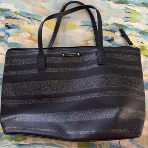 🖤BLACK SPARKLE STRIPE KATE SPADE TOTE 🖤